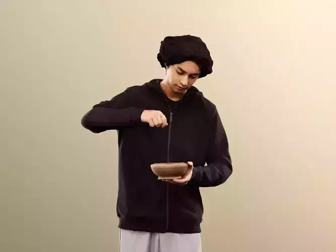 Emilio 12983 - Standing Boy Holding Bowl Low-poly 3D model