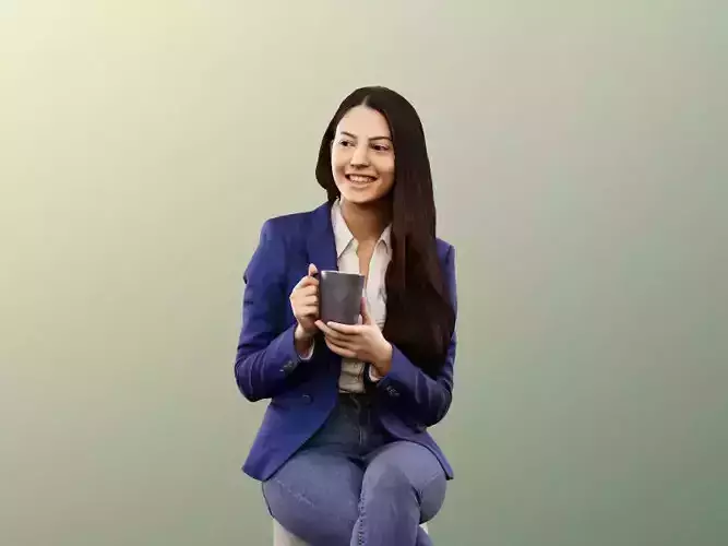 Yade 12940 - Sitting Business Woman With Cup