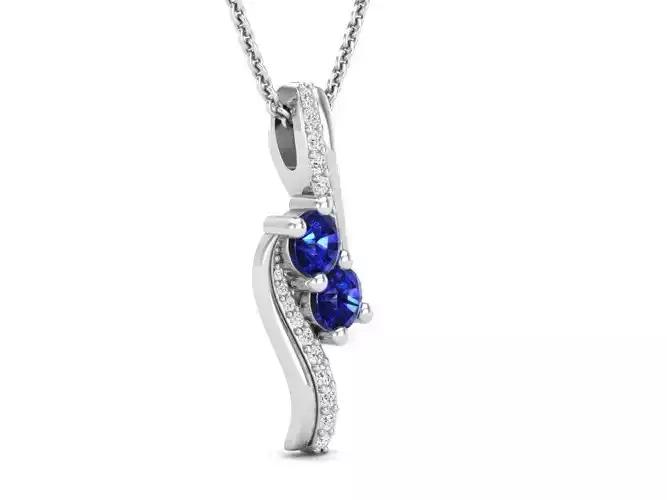 Diamond Ladies Bypass Two Stone Pendant