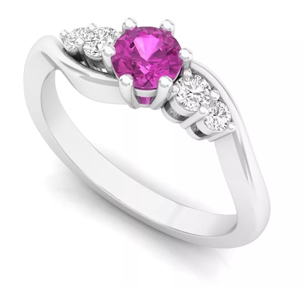 Ladies 5 Stone Swirl Bridal Engagement Ring 3D print model