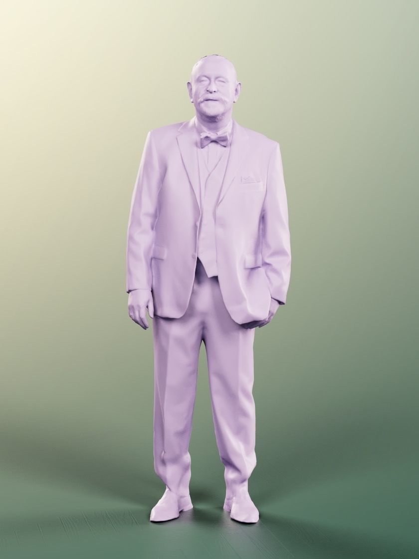 Eddie 12913 - Standing Elegant Best Ager Man Low-poly 3D model_4