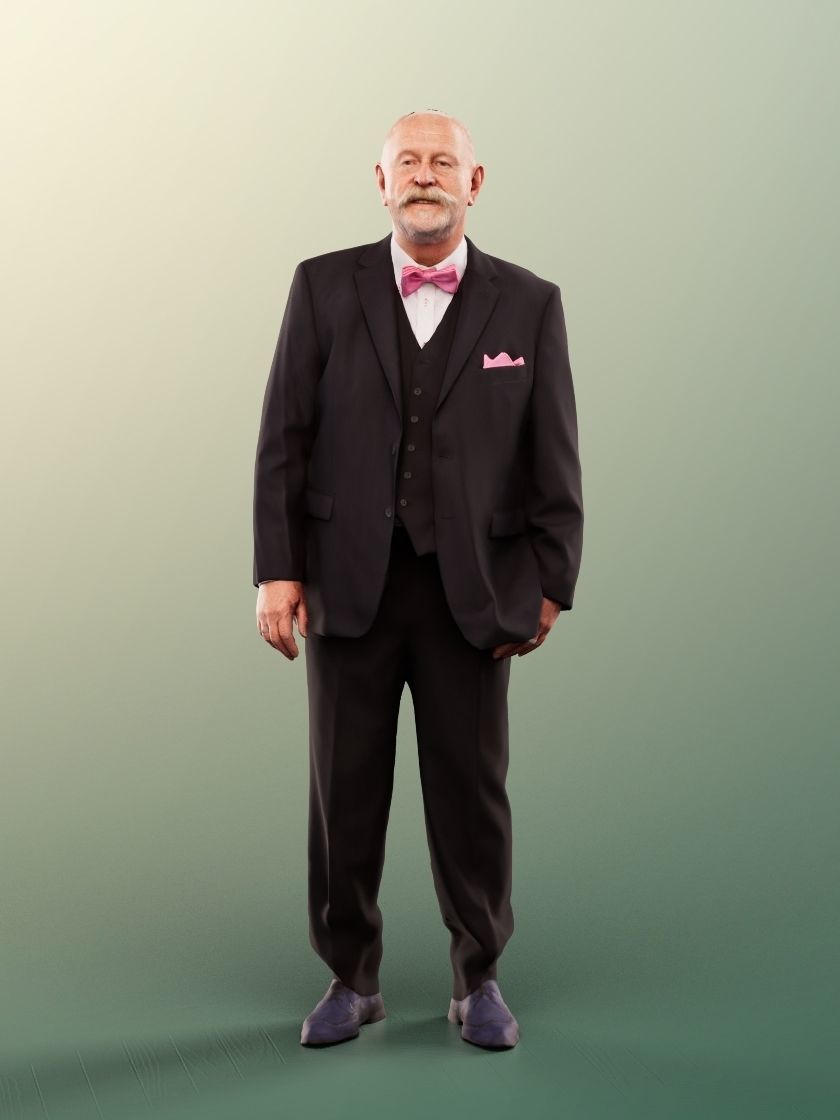 Eddie 12913 - Standing Elegant Best Ager Man Low-poly 3D model_2