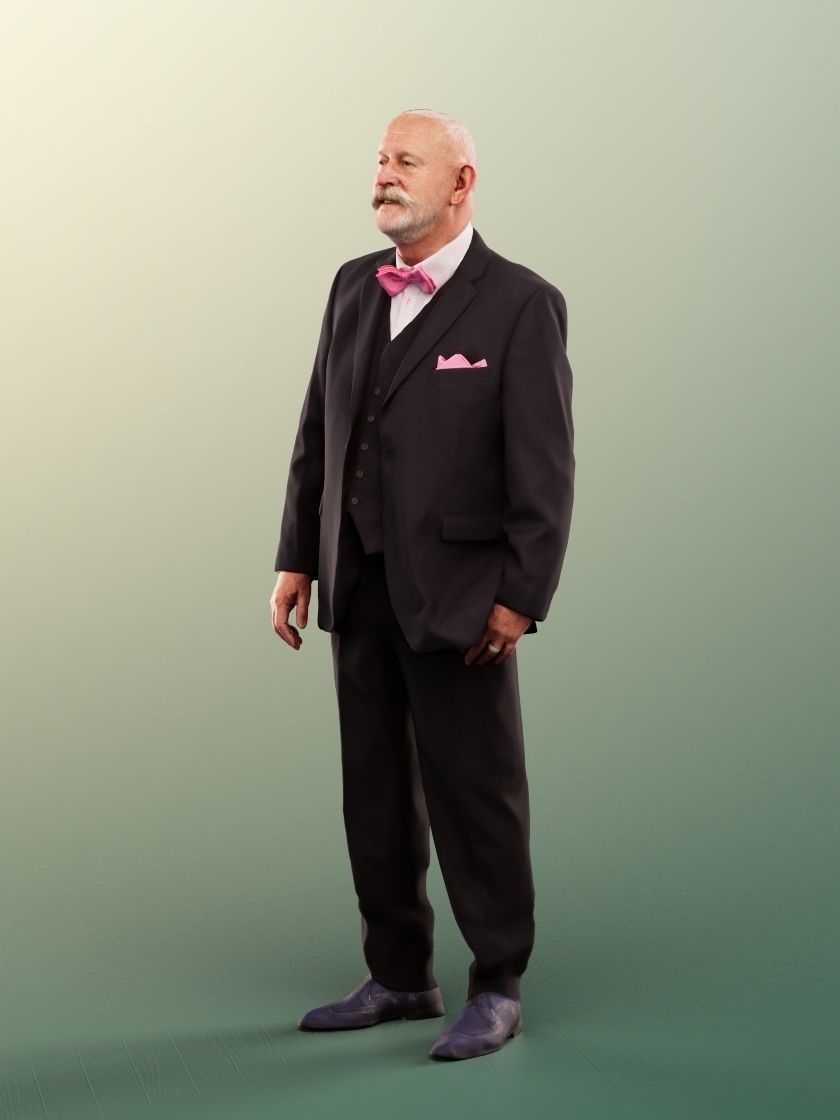 Eddie 12913 - Standing Elegant Best Ager Man Low-poly 3D model_3