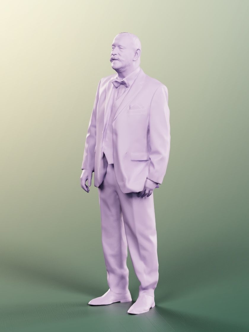 Eddie 12913 - Standing Elegant Best Ager Man Low-poly 3D model_5