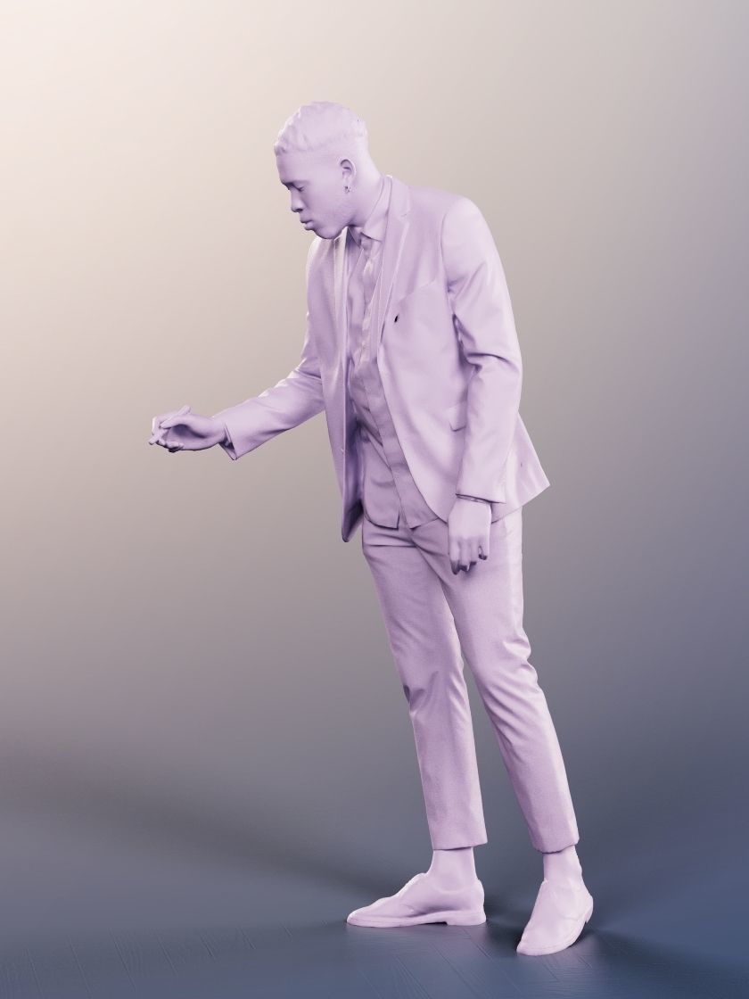 Theo 12833 - Standing Elegant Black Man Writing Low-poly 3D model_5