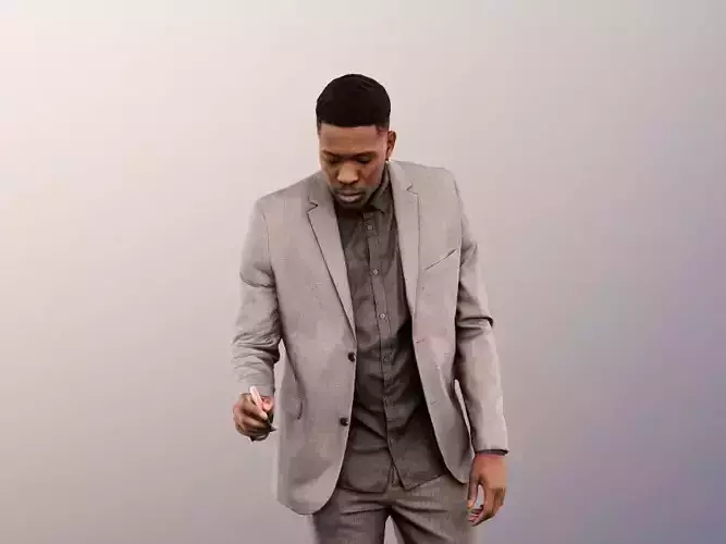 Theo 12833 - Standing Elegant Black Man Writing