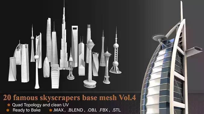 20 Famous Skyscrapers Base Mesh Vol 4