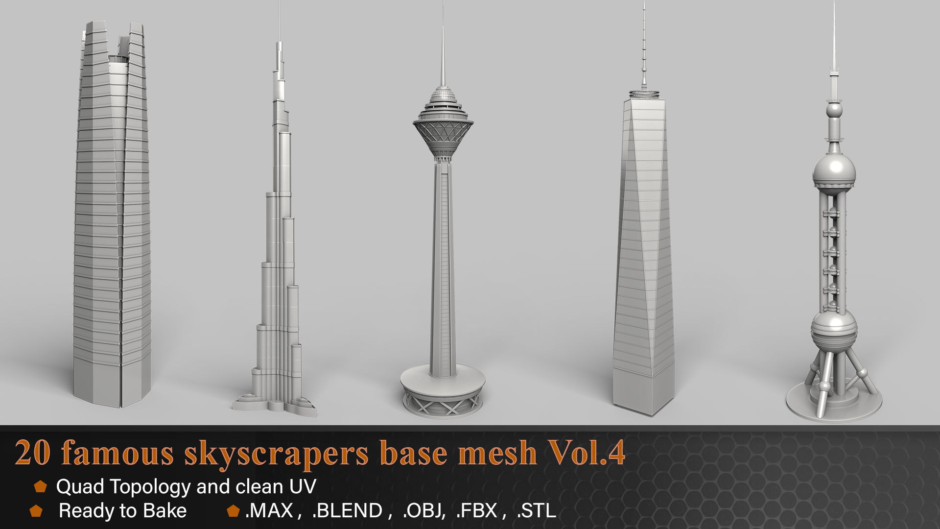 20 Famous Skyscrapers Base Mesh Vol 4 Low-poly 3D model_2