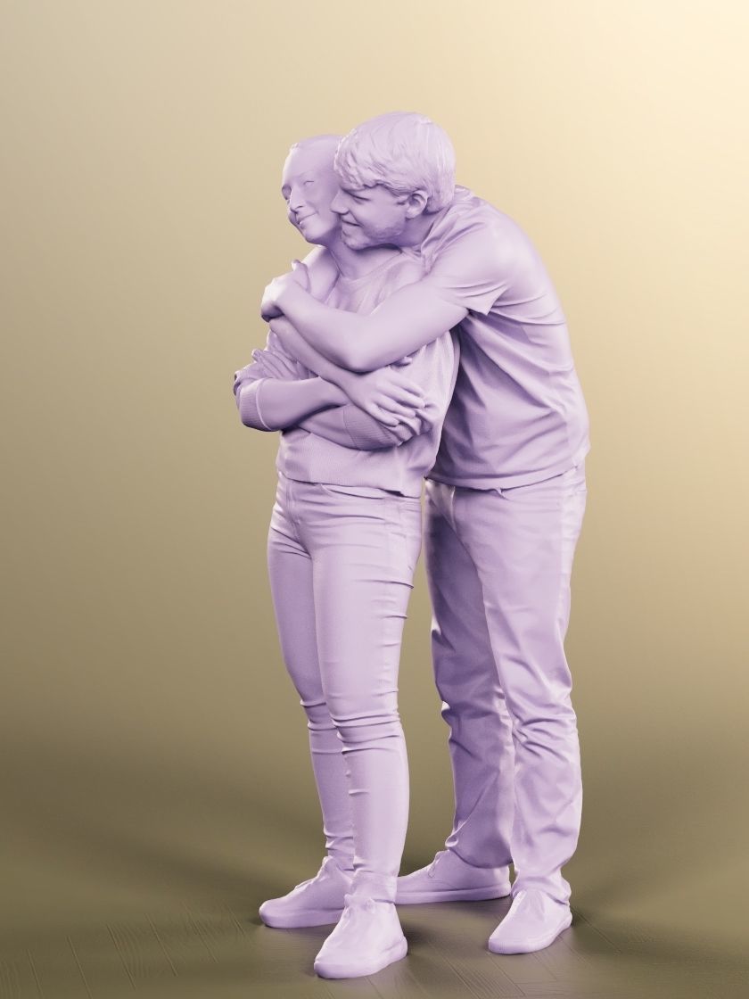 Noelle Silas 12745 - Standing Couple Hugging Low-poly 3D model_5