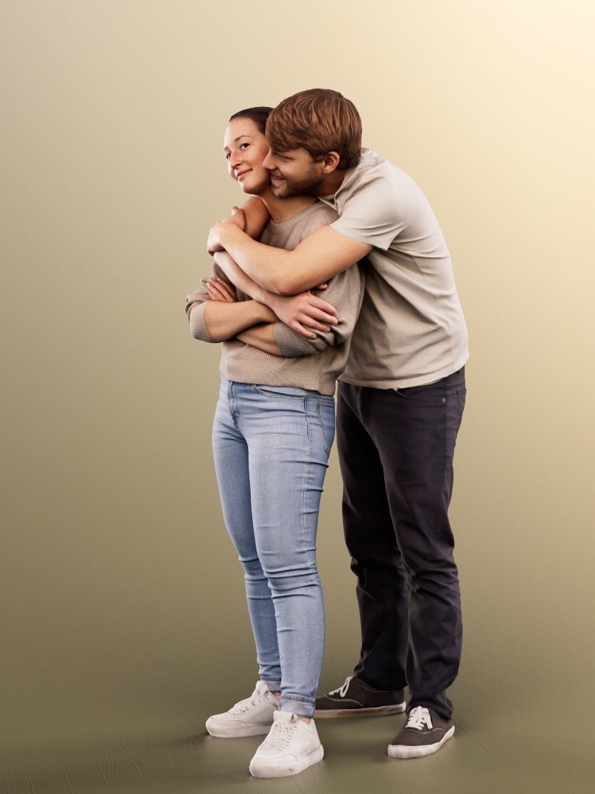 Noelle Silas 12745 - Standing Couple Hugging Low-poly 3D model_3