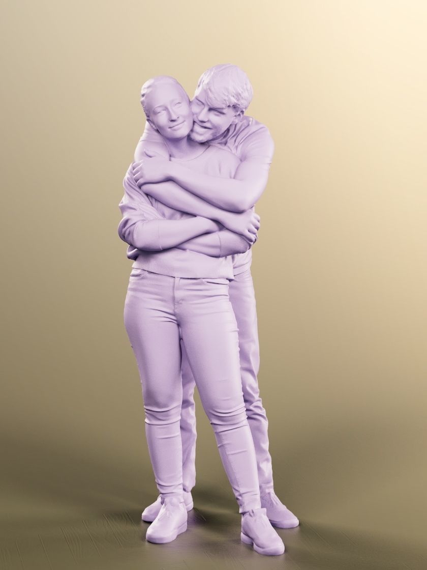 Noelle Silas 12745 - Standing Couple Hugging Low-poly 3D model_4