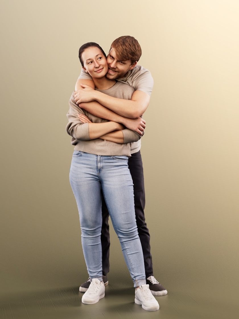 Noelle Silas 12745 - Standing Couple Hugging Low-poly 3D model_2