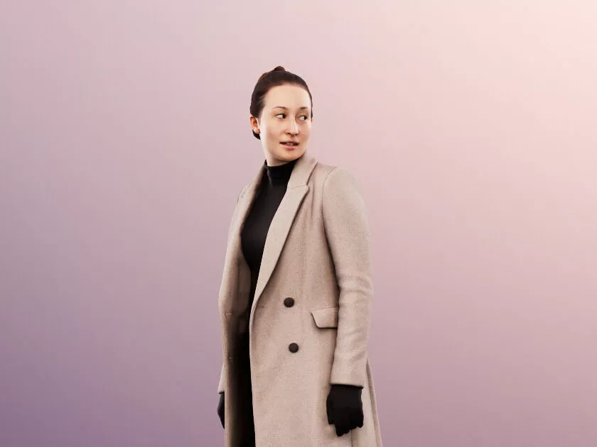 Noelle 12744 - Walking Woman In Coat Low-poly 3D model