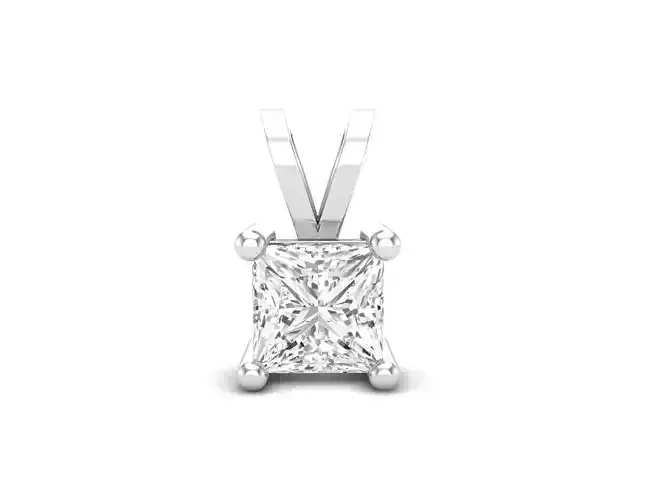 Princess Cut Diamond Ladies Solitaire Pendant