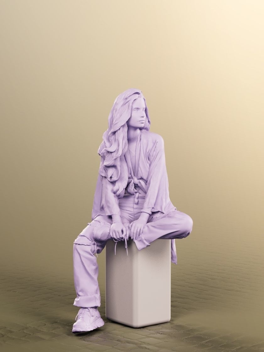 Lara 12719 - Sitting Mediterranean Woman Low-poly 3D model_5