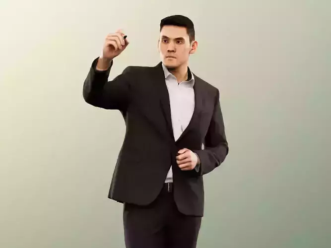 Karl 12698 - Elegant Asian Man Writing On Board