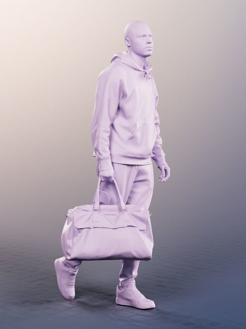 Jonny 12677 - Walking Man With Bag Low-poly 3D model_5