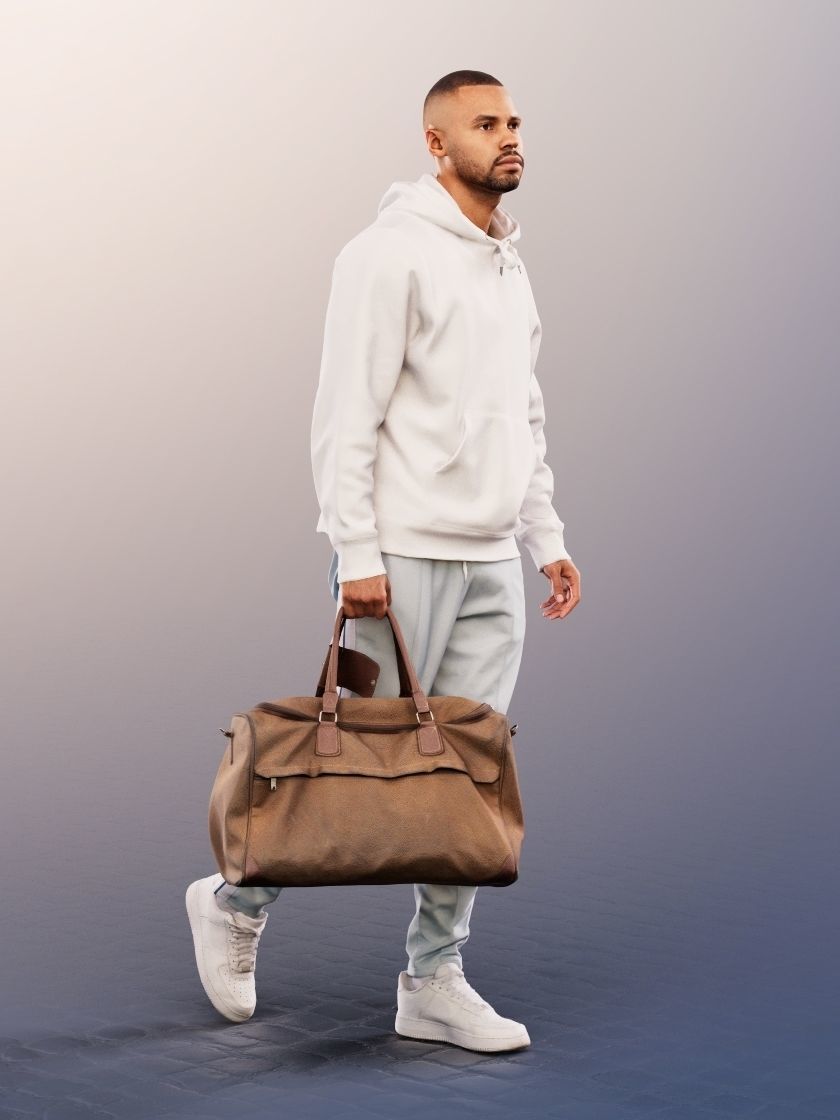 Jonny 12677 - Walking Man With Bag Low-poly 3D model_3