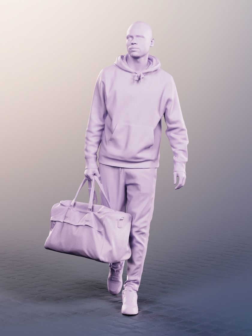 Jonny 12677 - Walking Man With Bag Low-poly 3D model_4