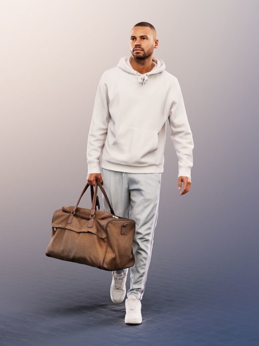 Jonny 12677 - Walking Man With Bag Low-poly 3D model_2