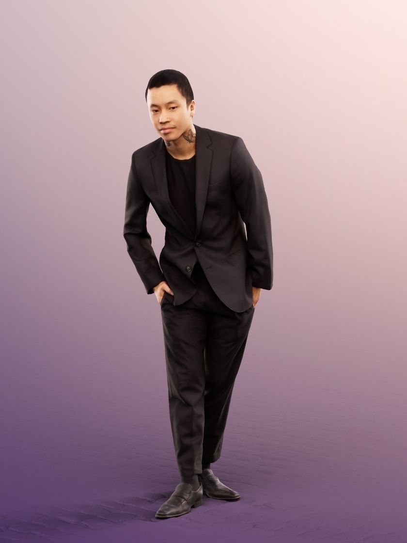 Henrik 12563 - Standing Elegant Asian Man Low-poly 3D model_2