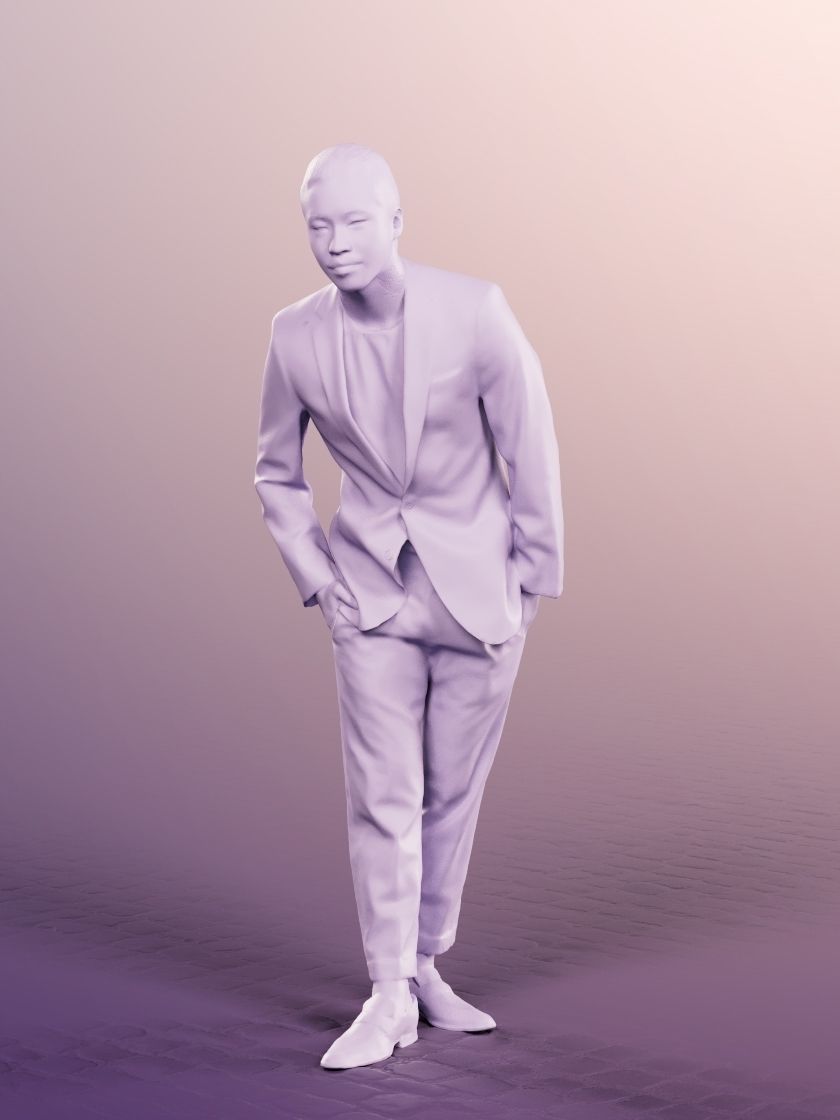 Henrik 12563 - Standing Elegant Asian Man Low-poly 3D model_4