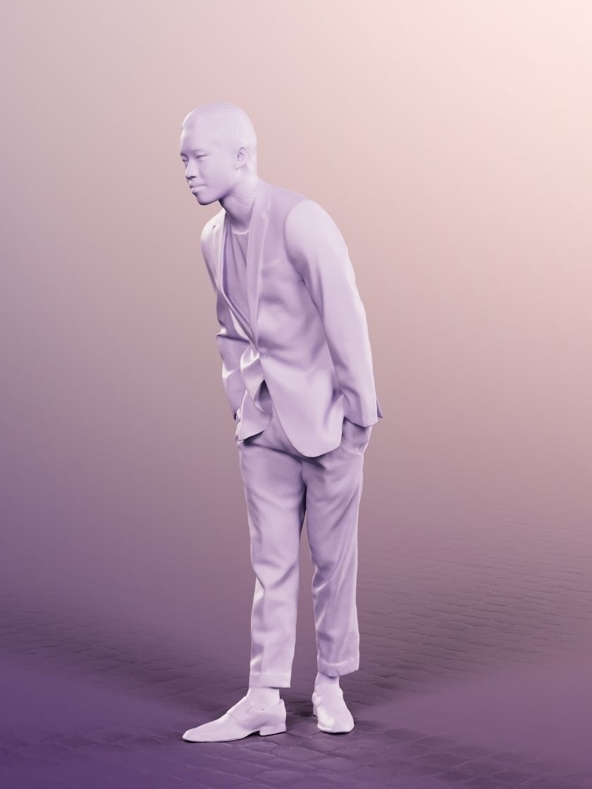 Henrik 12563 - Standing Elegant Asian Man Low-poly 3D model_5