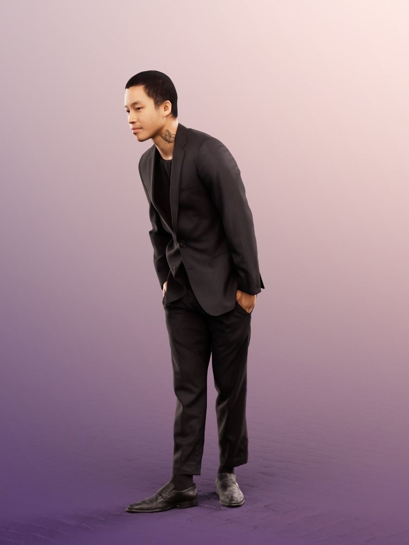 Henrik 12563 - Standing Elegant Asian Man Low-poly 3D model_3