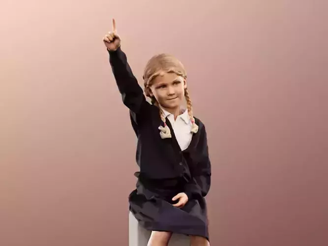 Luciana 12514 - Sitting School Girl Raising Her Hand