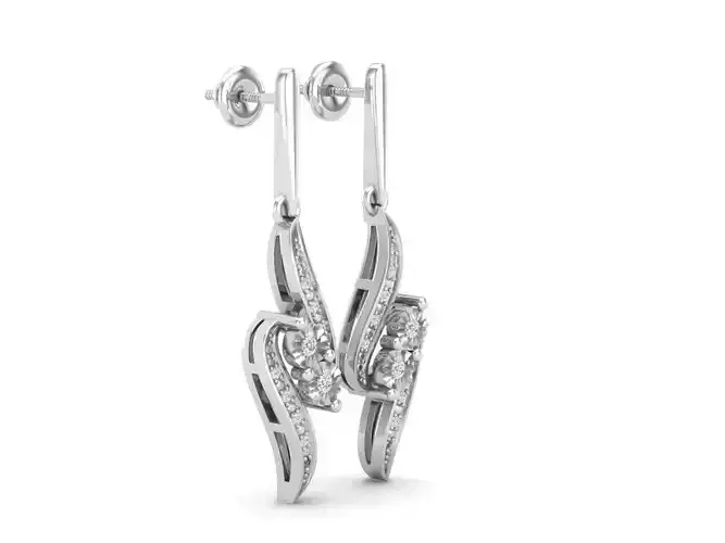 Diamond Ladies Swirl Dangling Drop Earrings