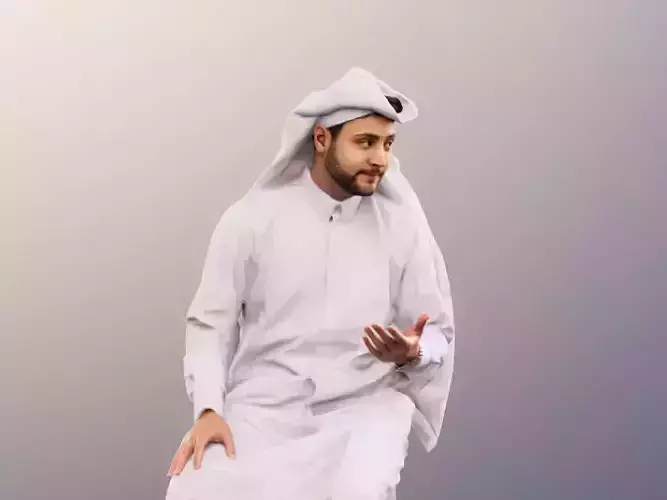 Sahin 12186 - Sitting Traditional Arabic Man Talking Low-poly 3D model