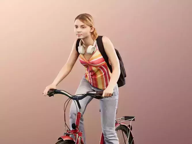 Lea 12120 - Young Woman Cycling Low-poly 3D model