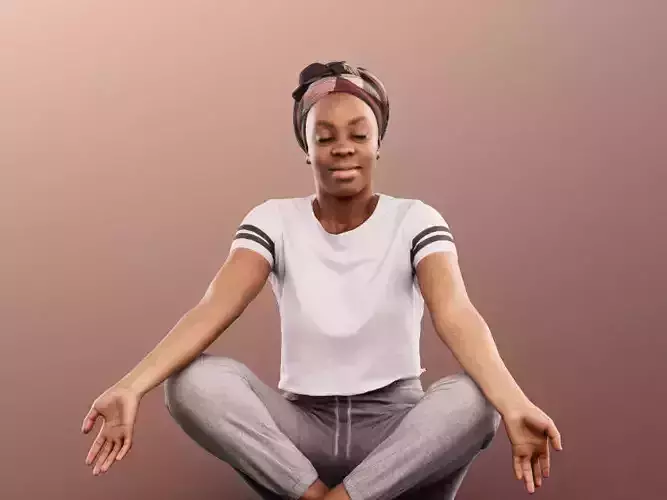 Rae 12052 - Sitting Black Woman Meditation Low-poly 3D model
