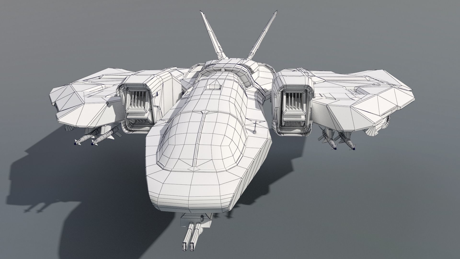 Spacefighter Y-48A Fly Low-poly 3D model_17
