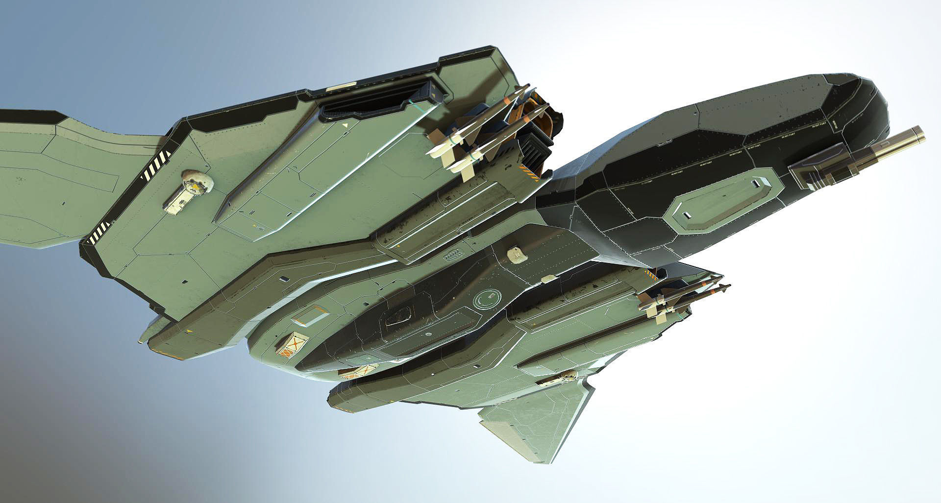 Spacefighter Y-48A Fly Low-poly 3D model_10