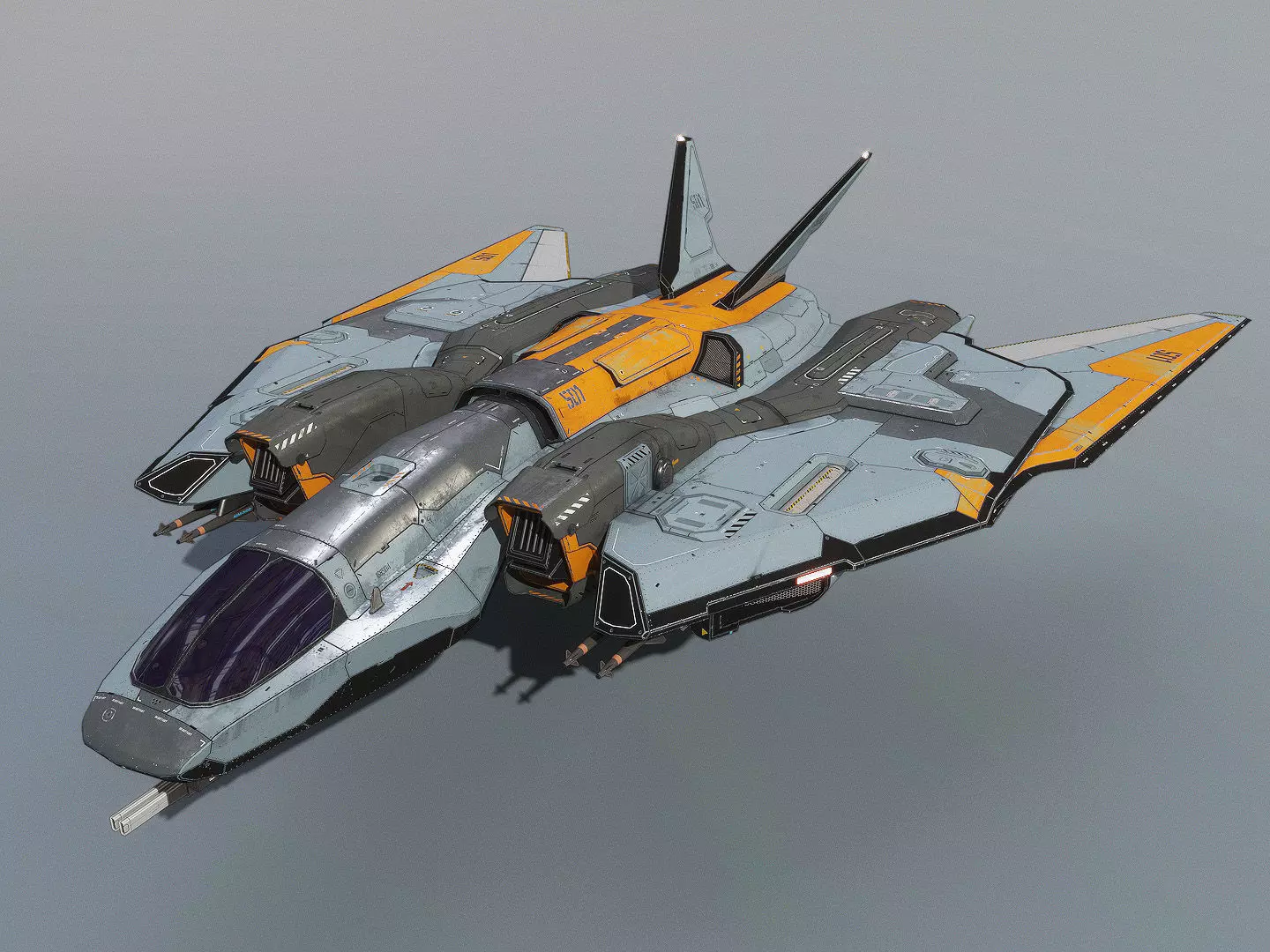 Spacefighter Y-48A Fly Low-poly 3D model_0