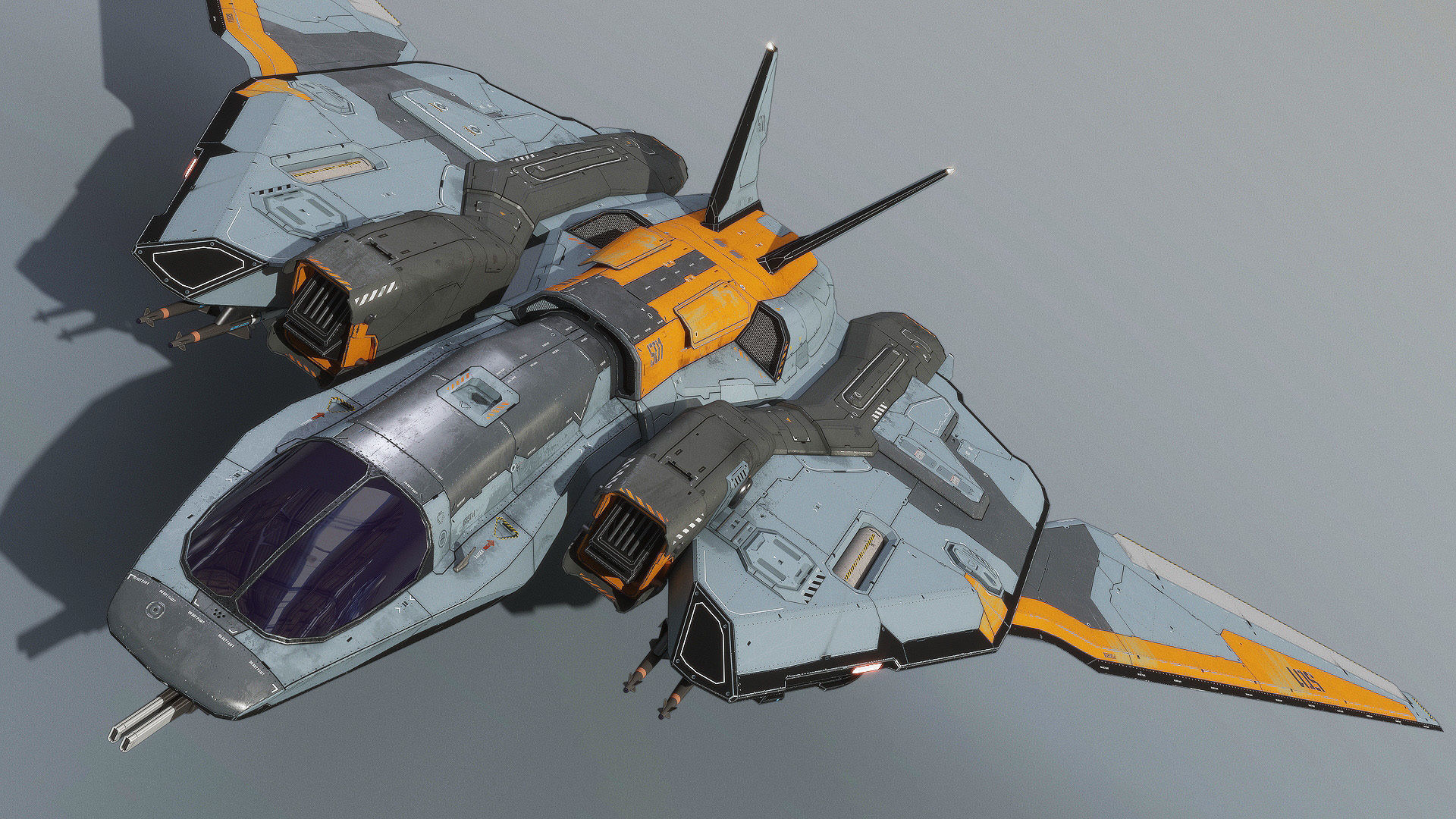 Spacefighter Y-48A Fly Low-poly 3D model_9