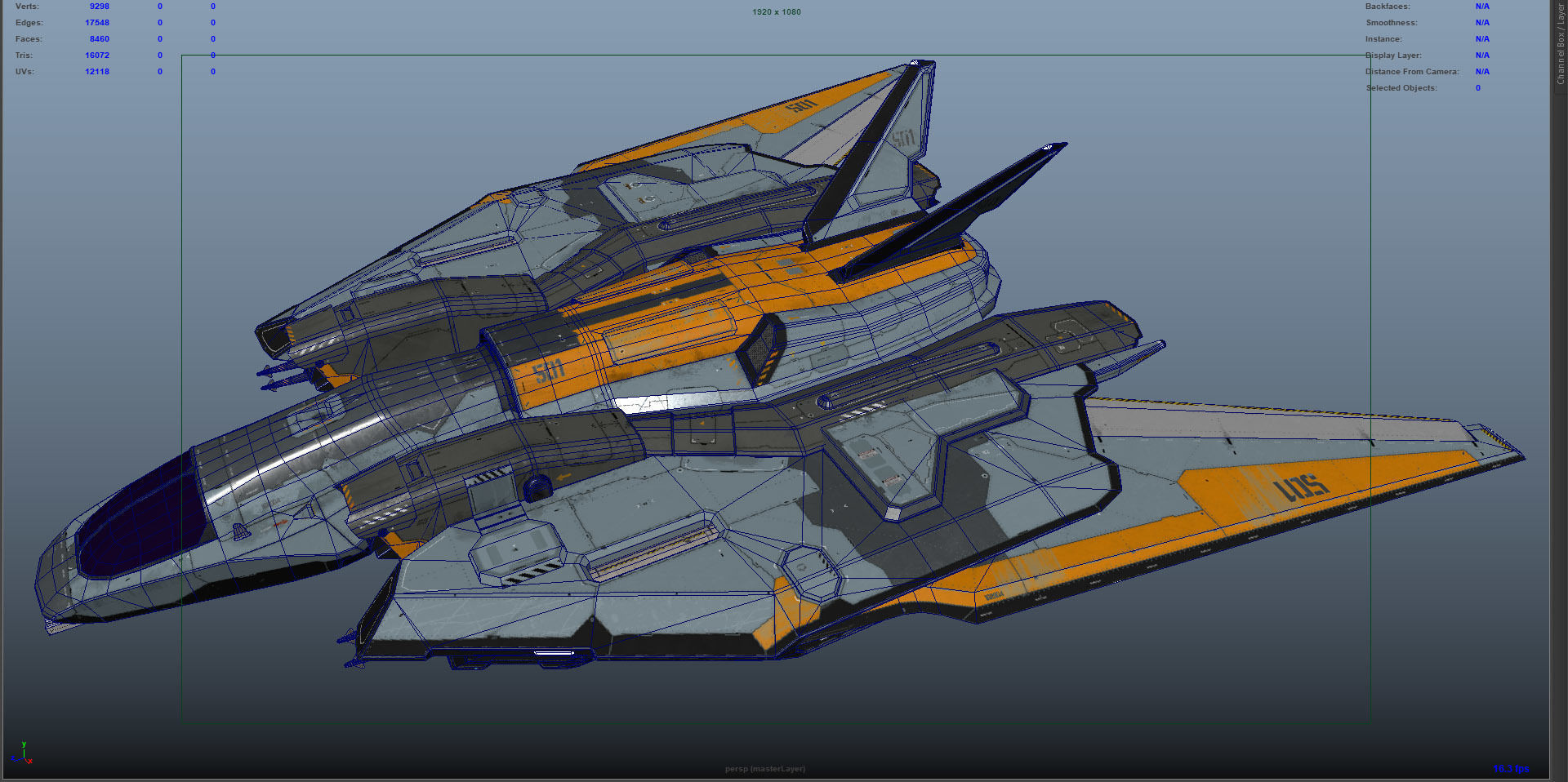 Spacefighter Y-48A Fly Low-poly 3D model_20