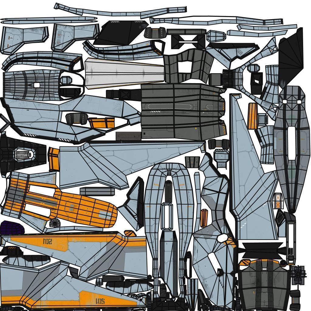 Spacefighter Y-48A Fly Low-poly 3D model_23