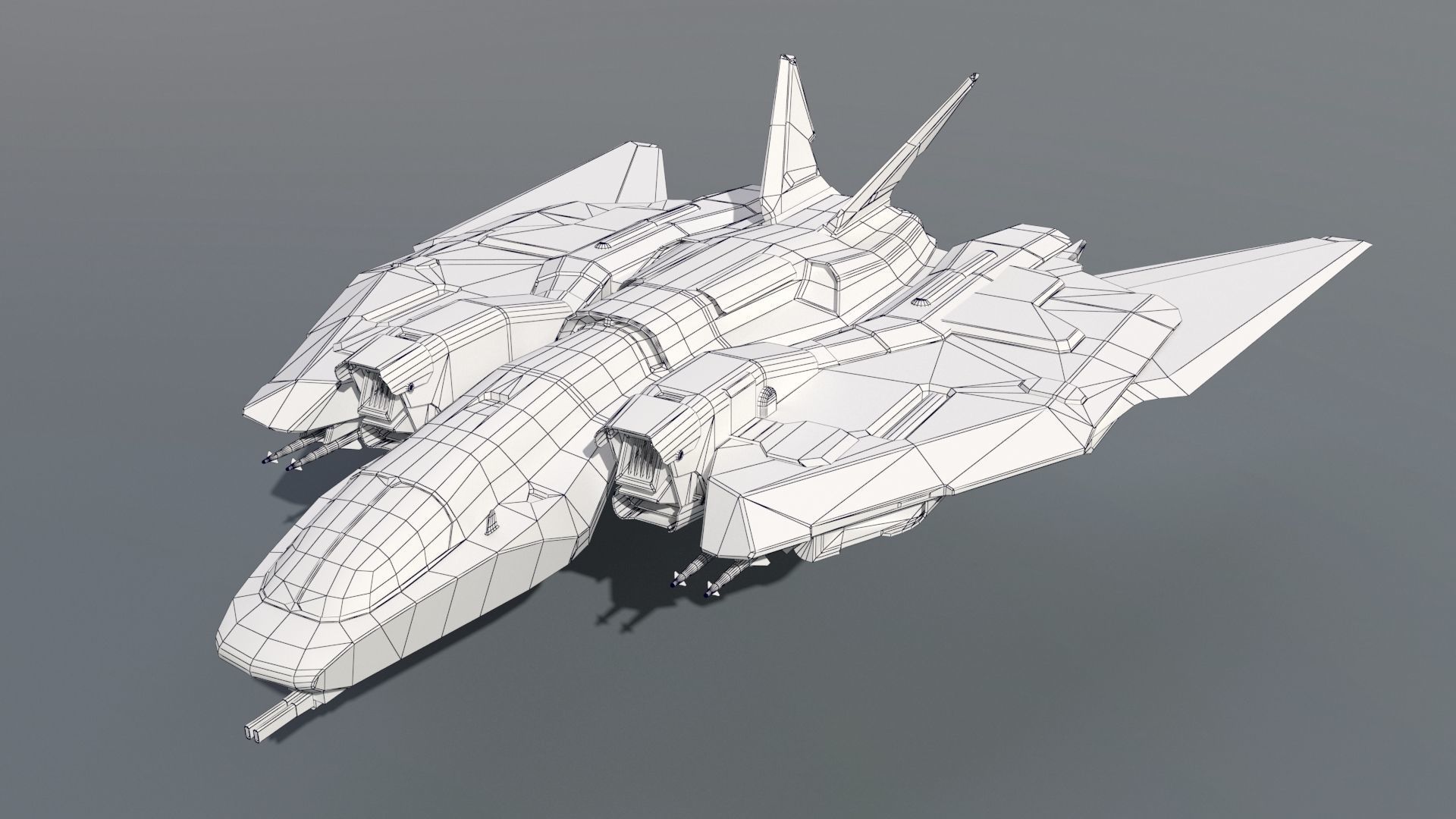 Spacefighter Y-48A Fly Low-poly 3D model_15