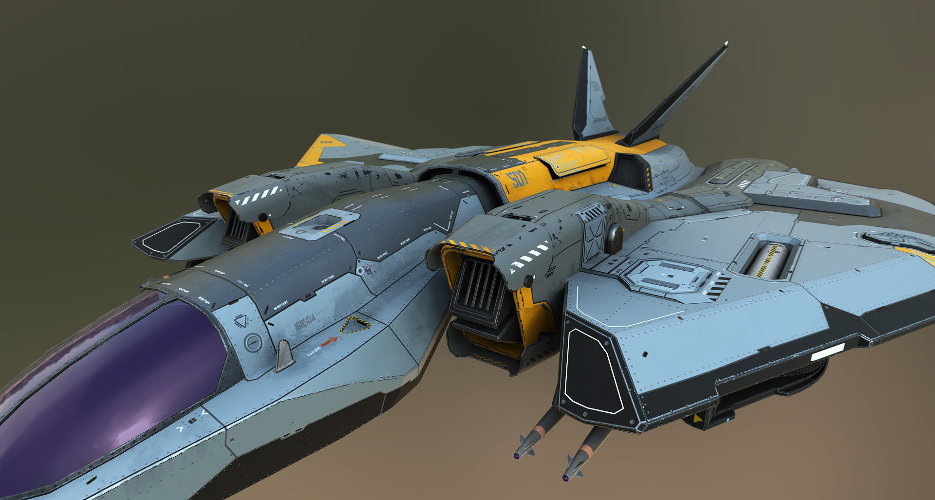 Spacefighter Y-48A Fly Low-poly 3D model_14