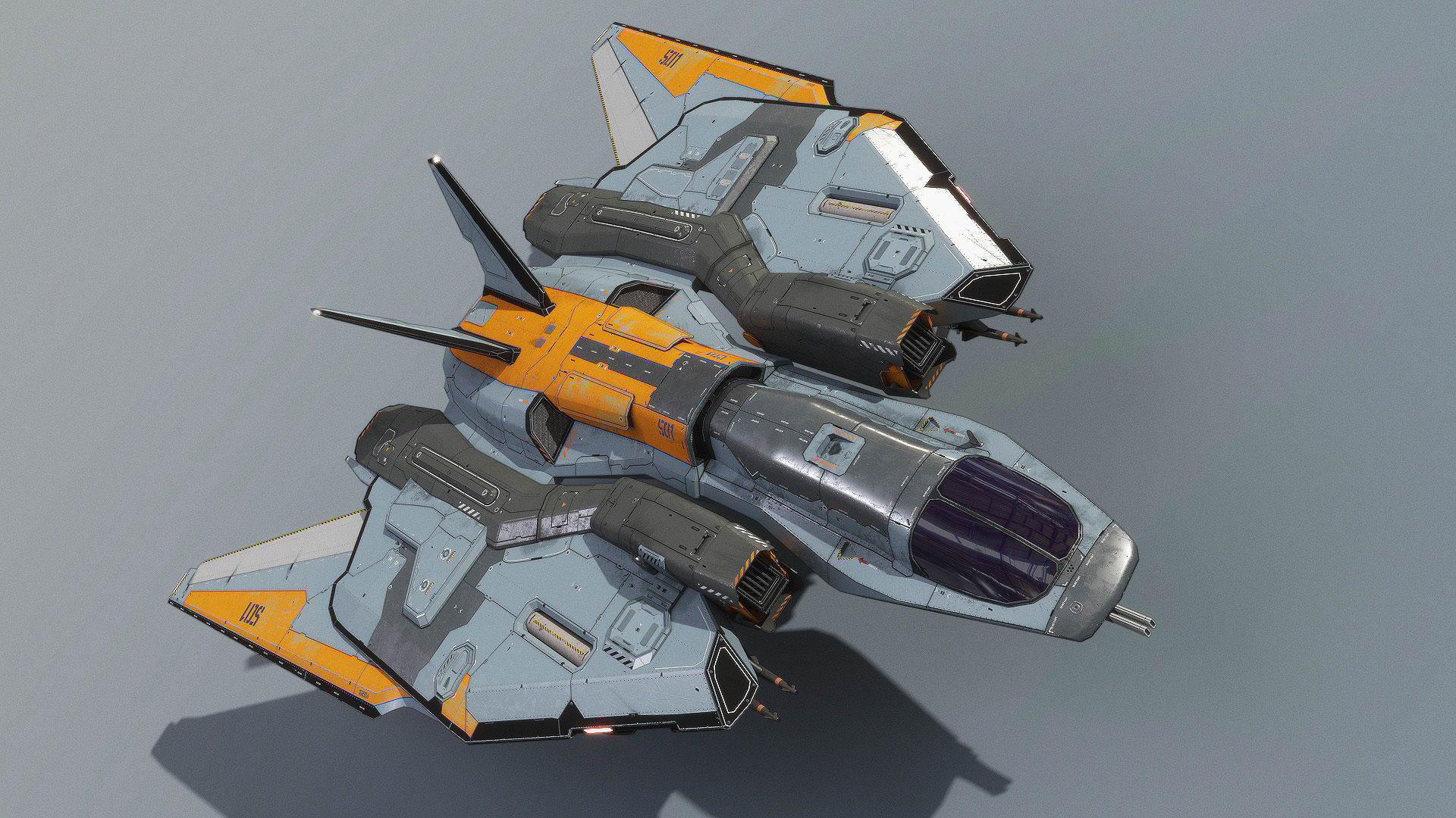 Spacefighter Y-48A Fly Low-poly 3D model_6