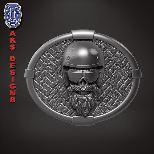Biker skull version 6 Belt buckle 3D print model