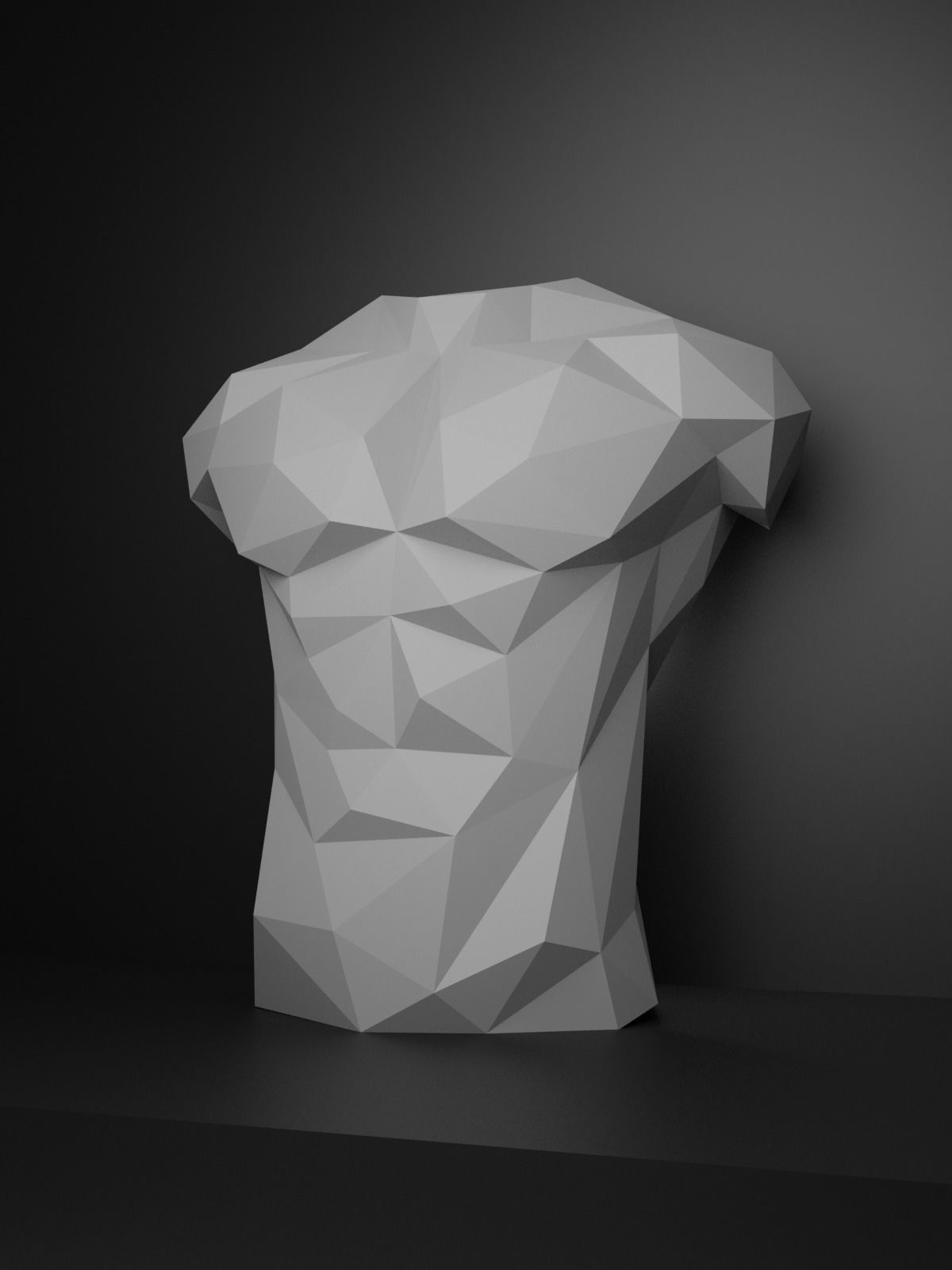 Low Poly Male Torso 3D print model_11