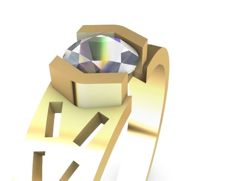 modern solitaire ring stl verified  3D print model_8