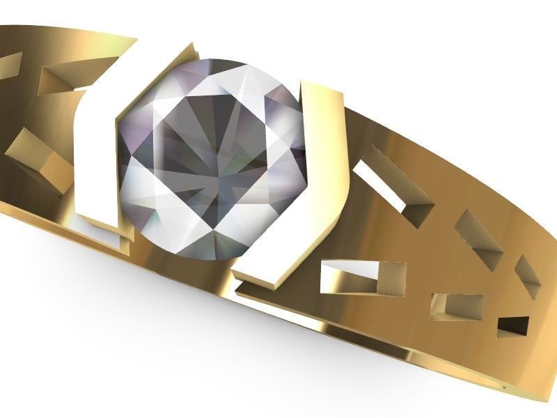 modern solitaire ring stl verified  3D print model_1