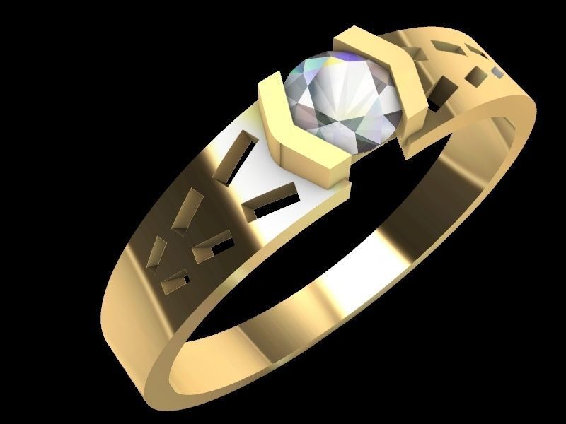 modern solitaire ring stl verified  3D print model_17