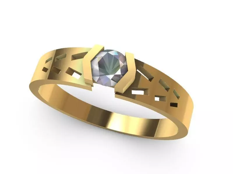 modern solitaire ring stl verified  3D print model_0