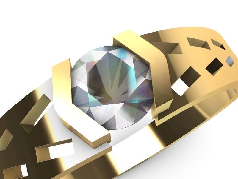 modern solitaire ring stl verified  3D print model_5