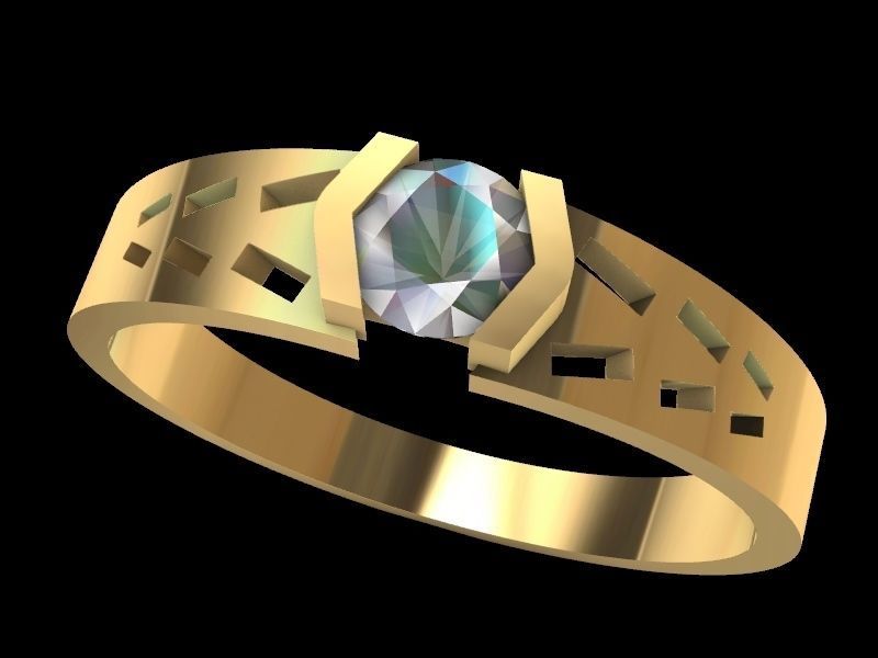 modern solitaire ring stl verified  3D print model_16